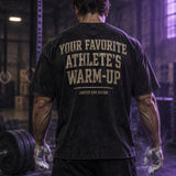 Back of the Your Favorite Athlete's Warm-Up tee on an athlete in the gym