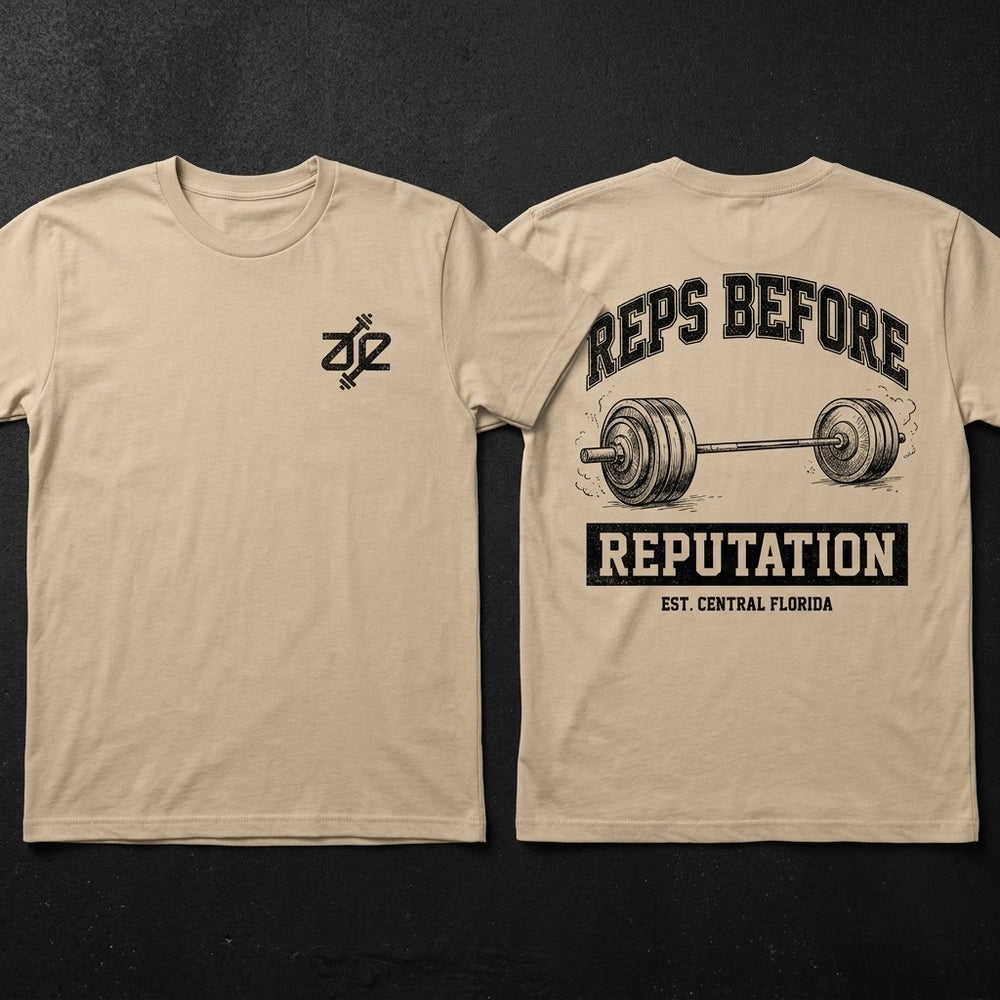 Reps Before Reputation tee, front and back