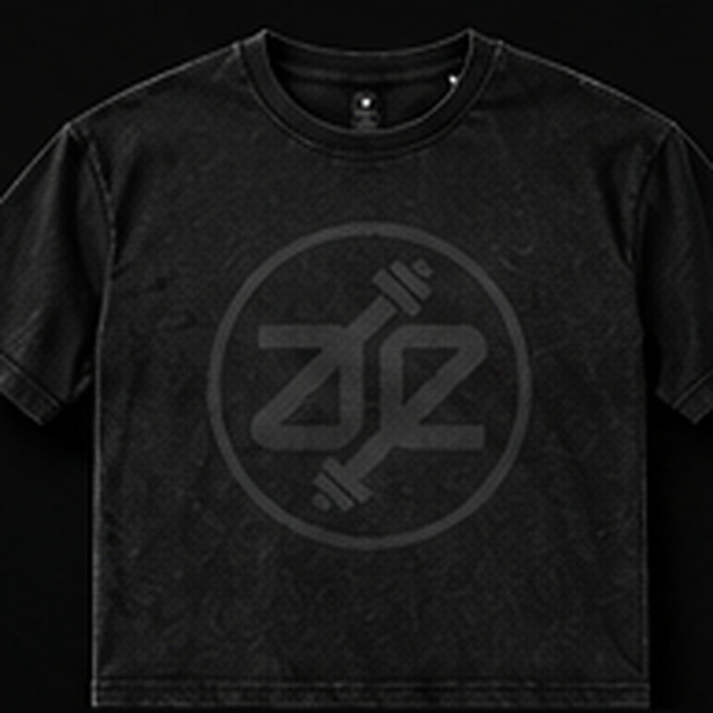 A&E Fitness Tonal Logo Tee, Washed Black