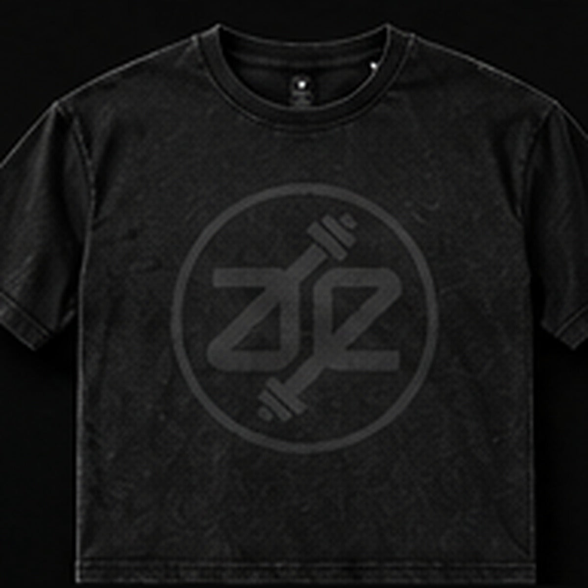 A&E Fitness Tonal Logo Tee, Washed Black