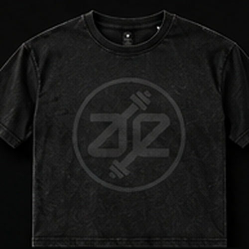 A&E Fitness Tonal Logo Tee, Washed Black