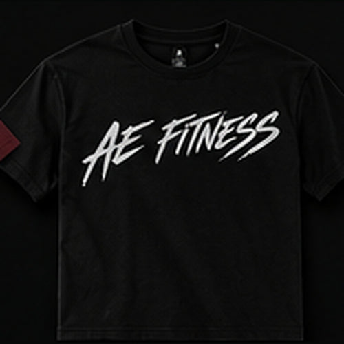 A&E Fitness Script Tee, Black