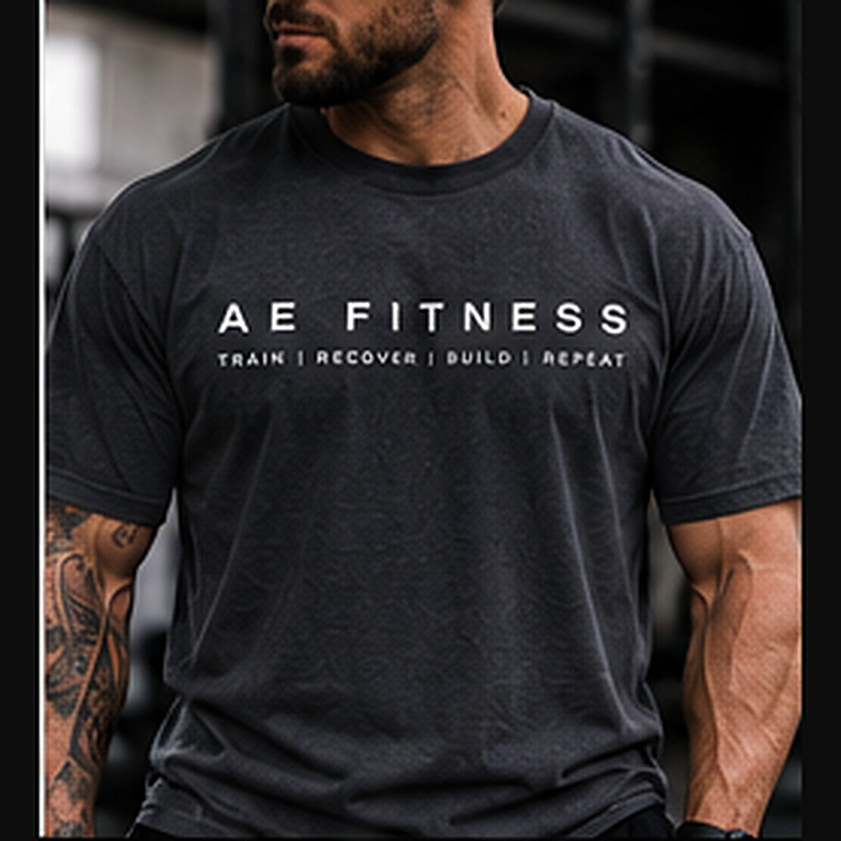 A&E Fitness Wordmark Tee, Charcoal